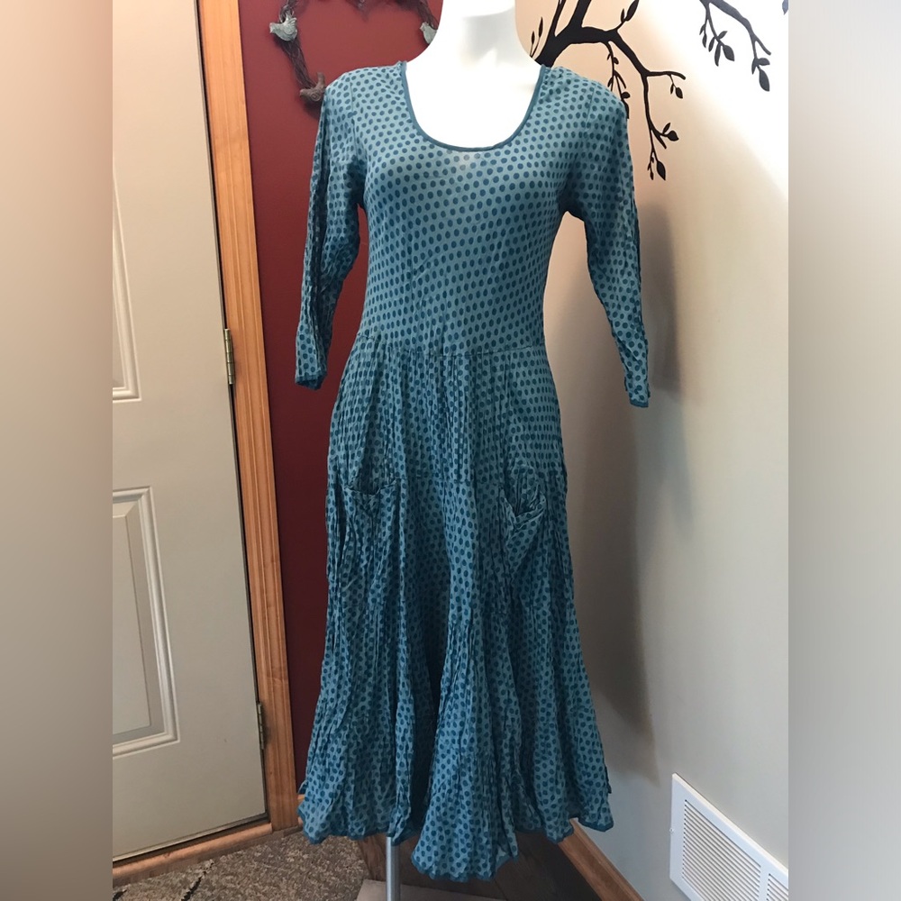🐬 Trade Cloth Teal Polka Dot Women's Dress